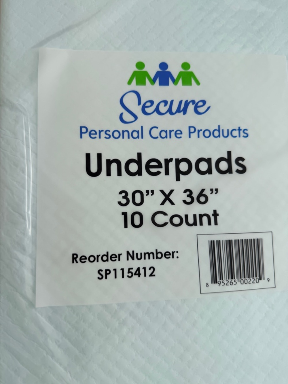 Care Products Underpads - White with Green & Blue Logo